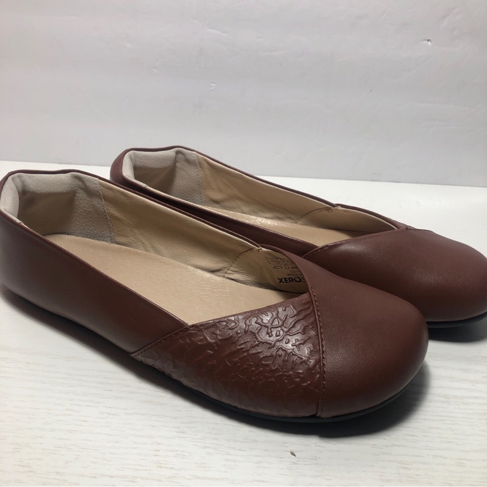 Xero Shoes Phoenix Earth Shoes Women Size 10 Brown Leather Ballet Flats Barefoot